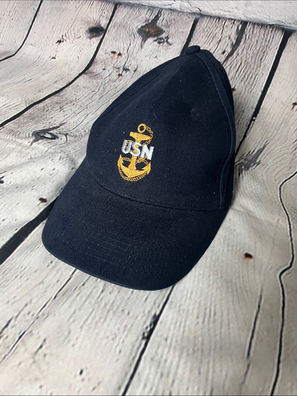 Port and Company Navy Cap with Gold USN Anchor Patch